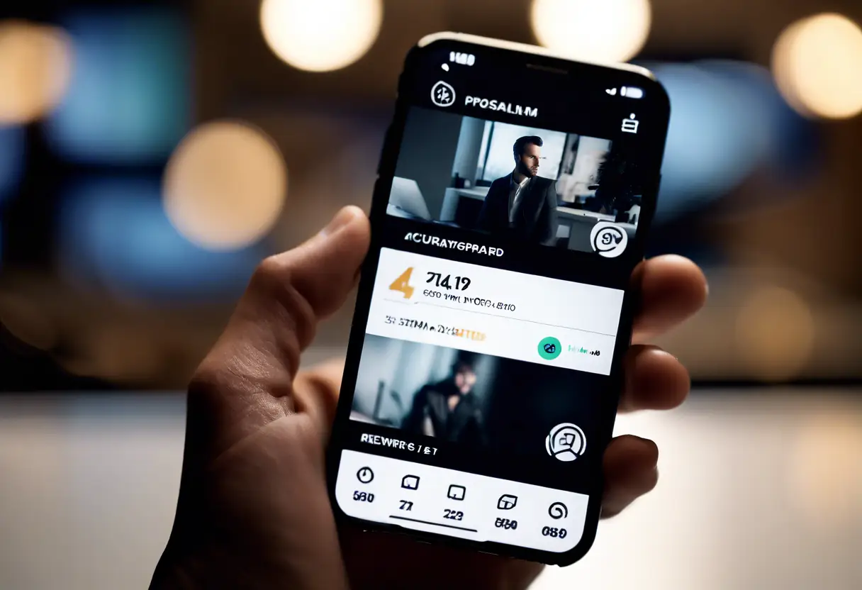 A smartphone displaying a user profile with points and rewards.